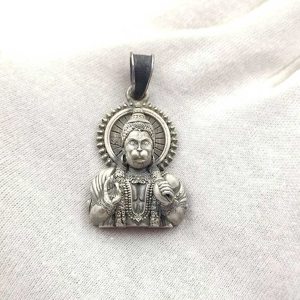 Thumbnail: Hanuman Ji Blessing Matt Finish 8D Pendant for men & women, Jai Shree Ram