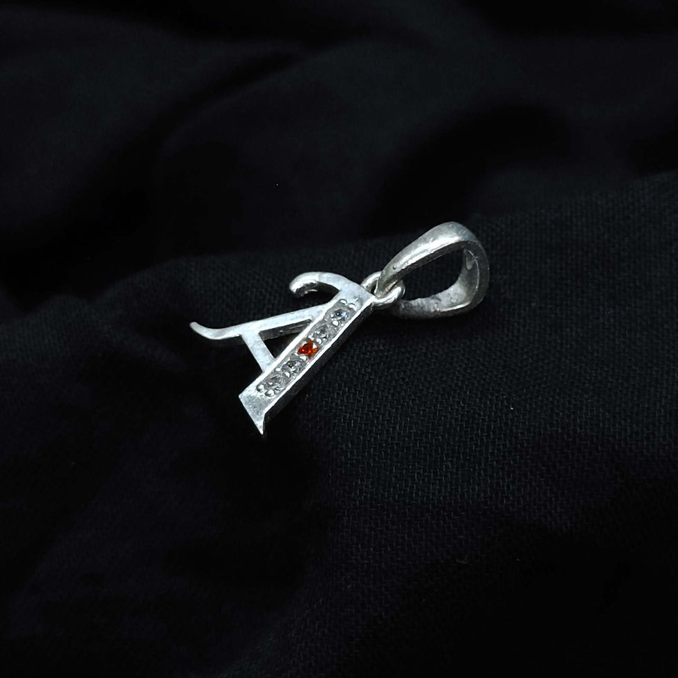 Thumbnail: A Alphabet with Stone Pure Silver Locket, Shubh Jewellers