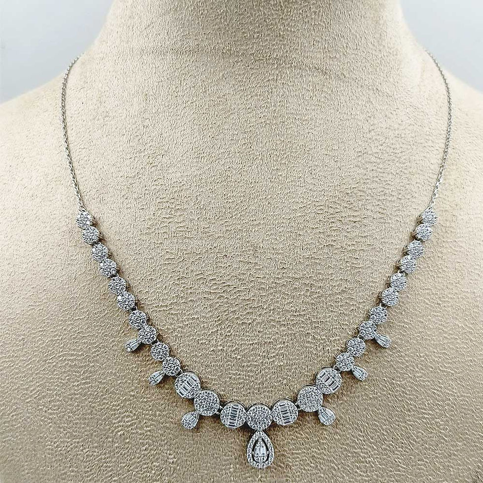 Light Weight Sharp Cut Stone Fancy Design Necklace Set for women 925 Hallmark