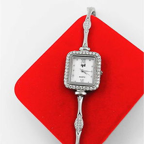 Fancy White Dial Square with Flexible Design Pure Silver Ladies Watch