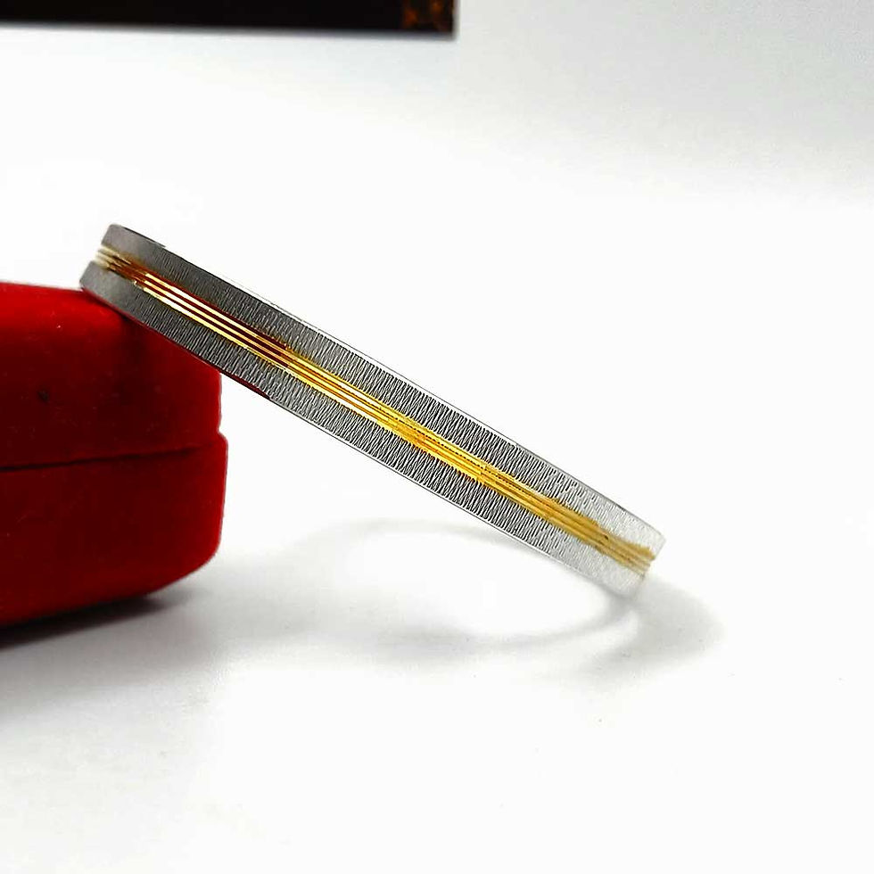 Thumbnail: Half Round Smooth Surface with center rodium Silver kada for men
