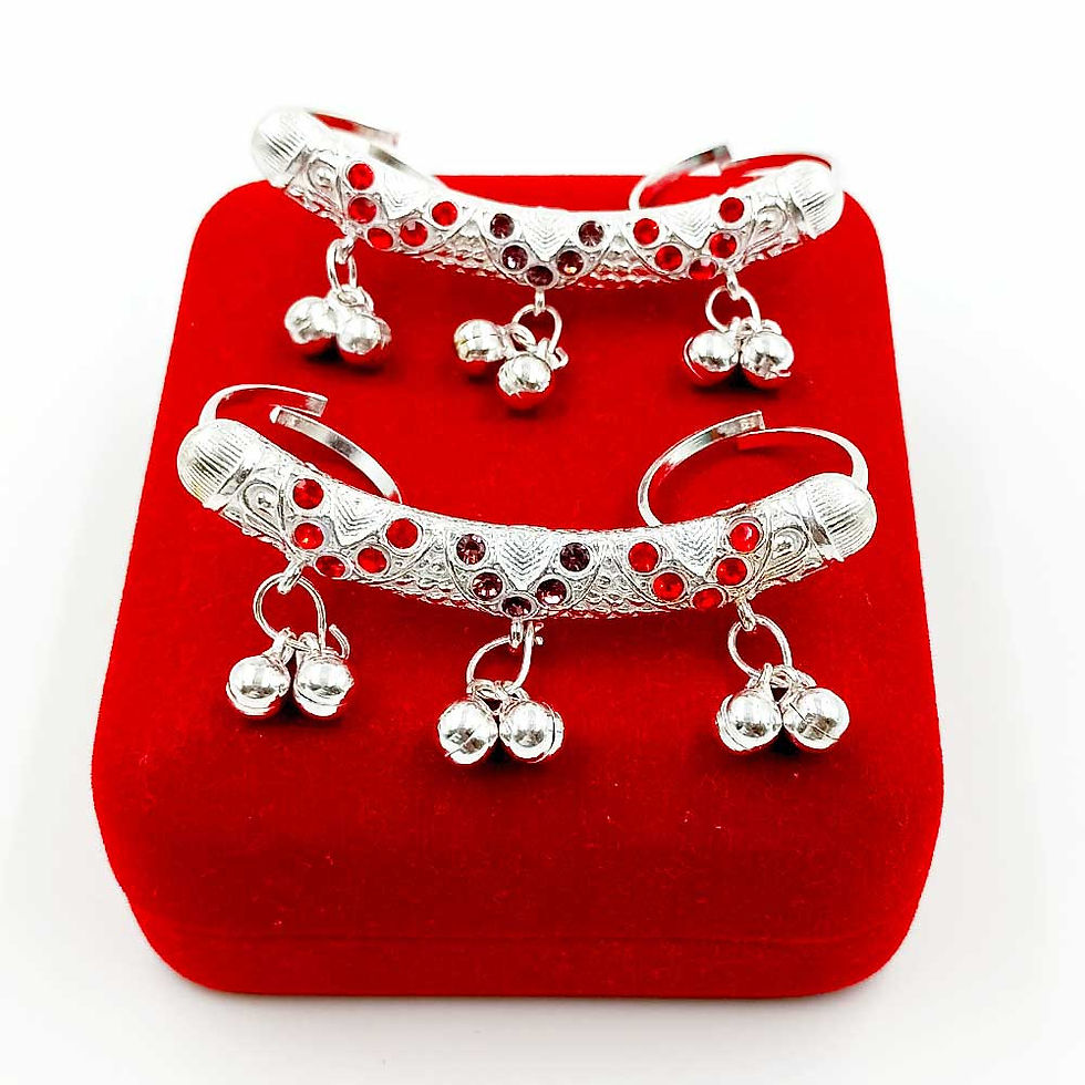 Fancy Red Mina Ghungroo Design Adjustable Toe Ring for women, Perfect for Gift