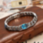 Blue Big Stone Design Pure Silver Bracelet for men, Shubh Jewellers