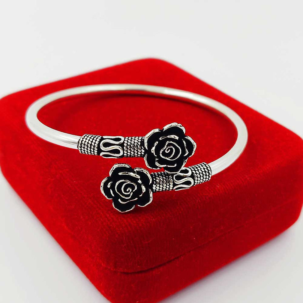 Thumbnail: 🌸 Double Design Fancy Oxidized Flower Style Silver Kada for Women 🌸  By Shubh Jewellers – Pure Silver Jewellery Online  ✨ P