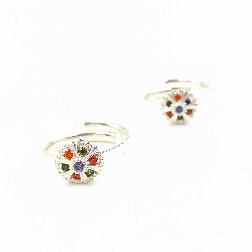Micro Multi Stone Adjustable Toe Ring Design for women, Shubh Jewellers