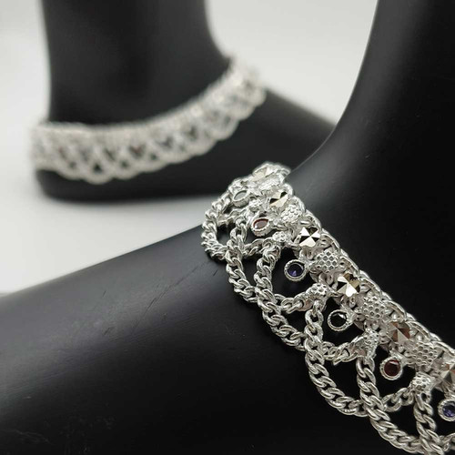 100gm Silver Anklet 100 Gram Chandi Ki Payal Price Multi Stones