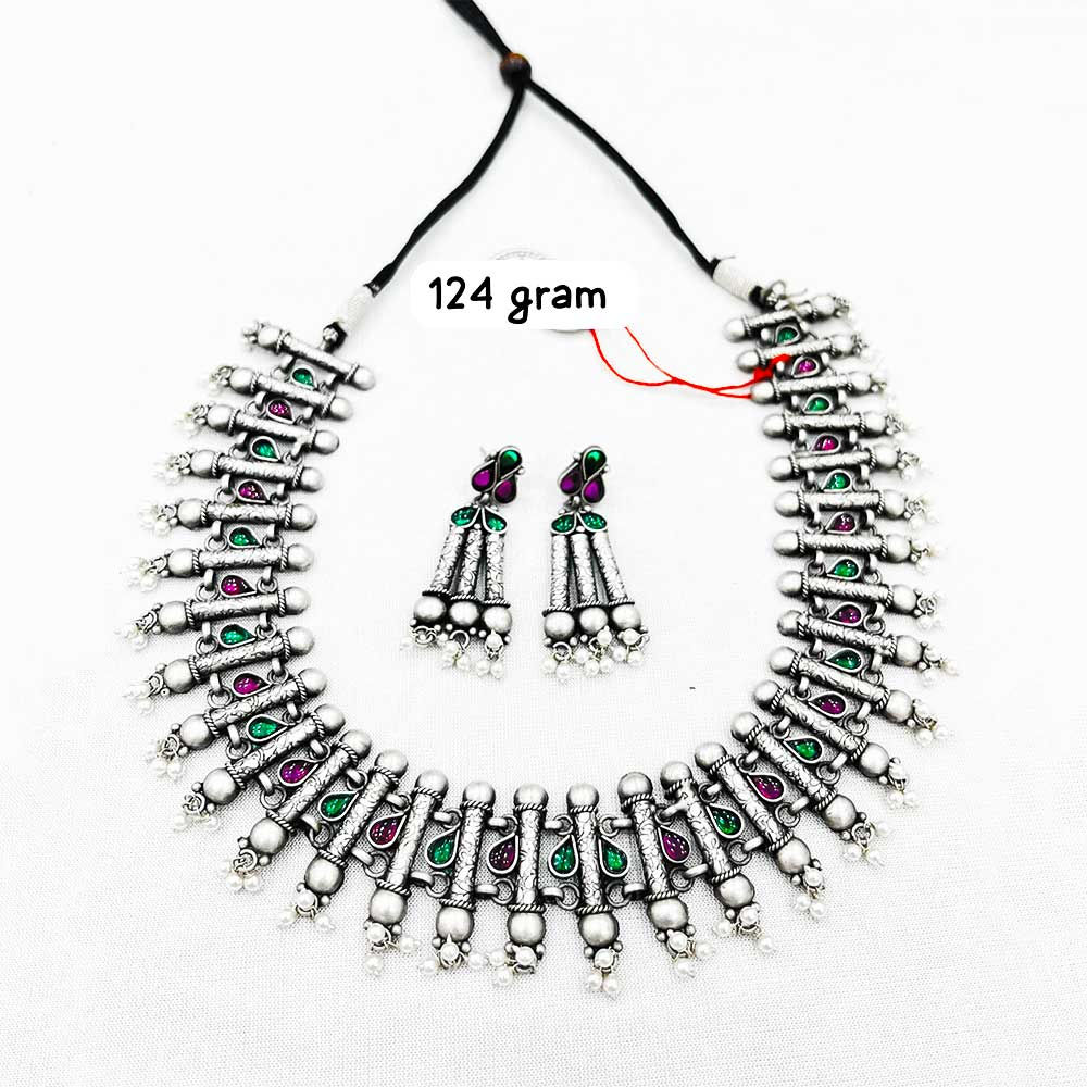 Multi Stone Green Blue Necklace set for women