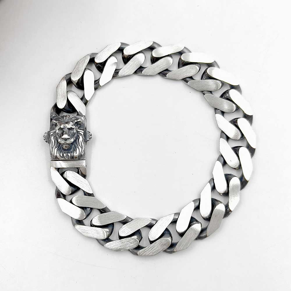 Matt Finishing Lion Face Turkey Bracelet for men 42 gm, Shubh Jewellers