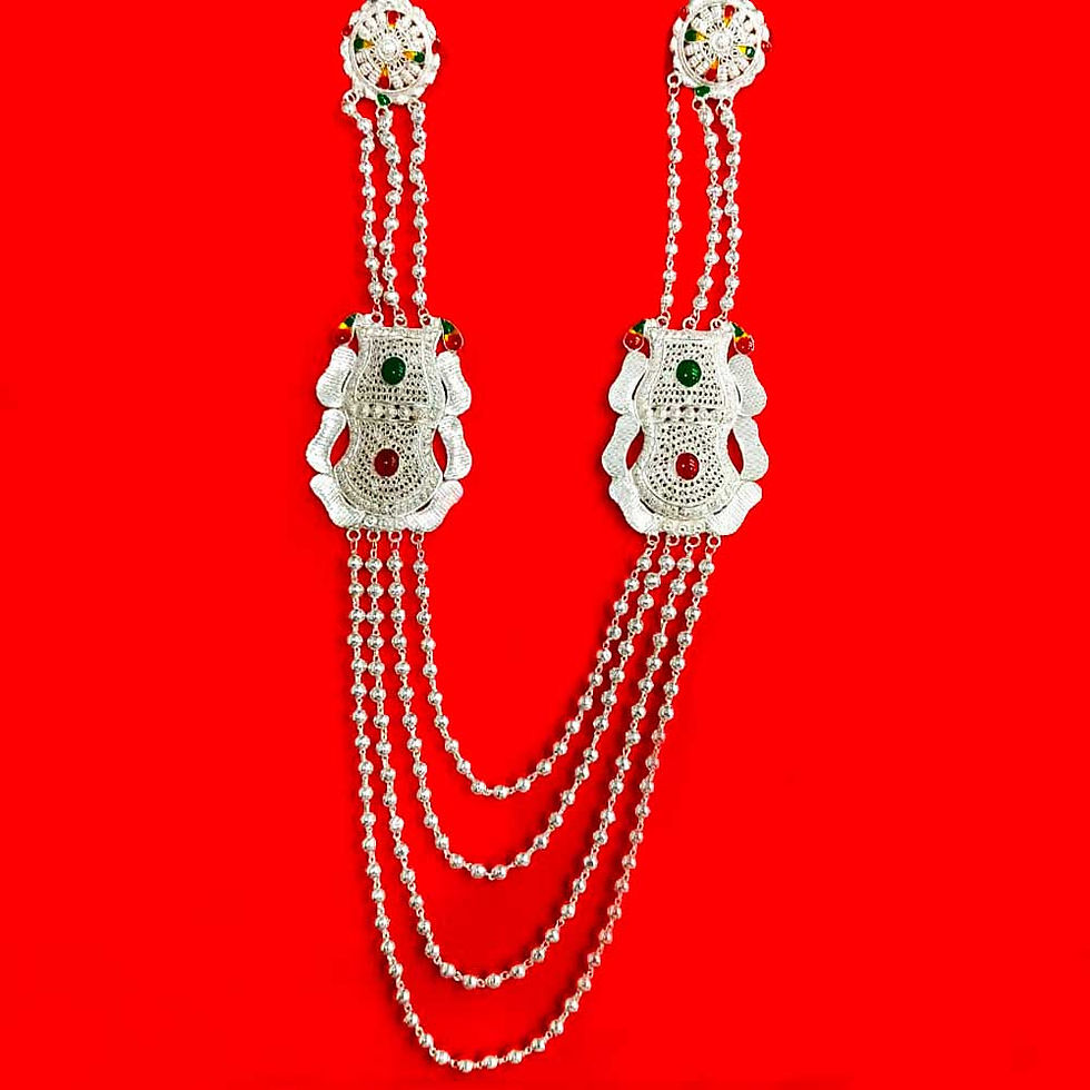 Silver Long Four Line Design High Finishing Rajasthani Matar Mala for women