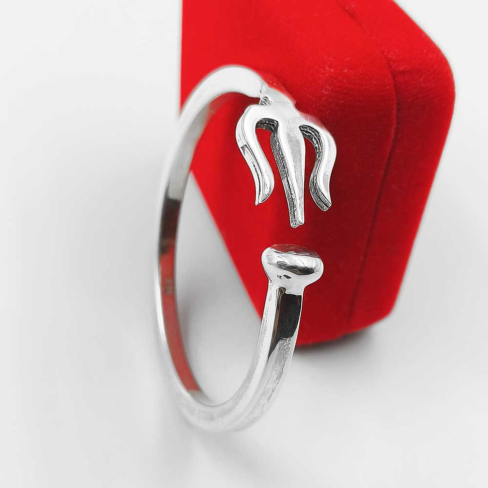 Thumbnail: Trishul Round Solid Pure Silver bracelet for Men & Women 50 gm, Shubh Jewellers