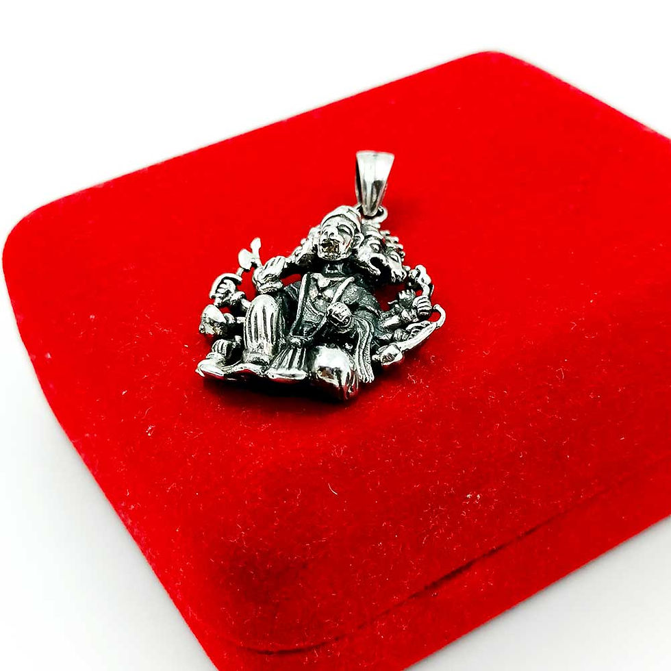 Thumbnail: Panchmukhi Design matt Finish Pure Silver Pendant for men, Shubh Jewellers