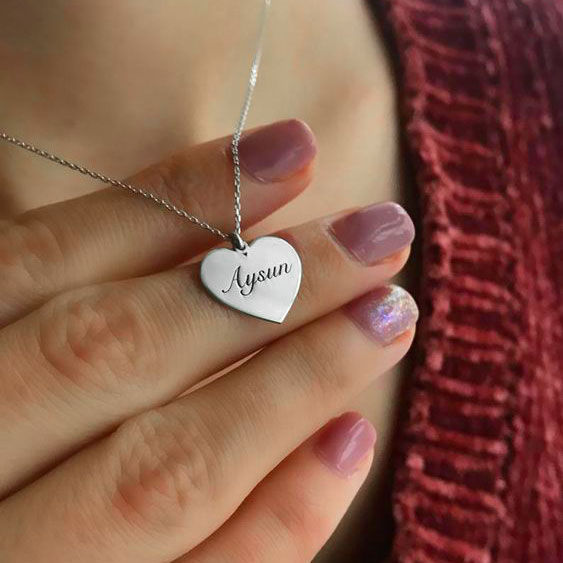 Single Customised Name on Heart Pendant for Girls