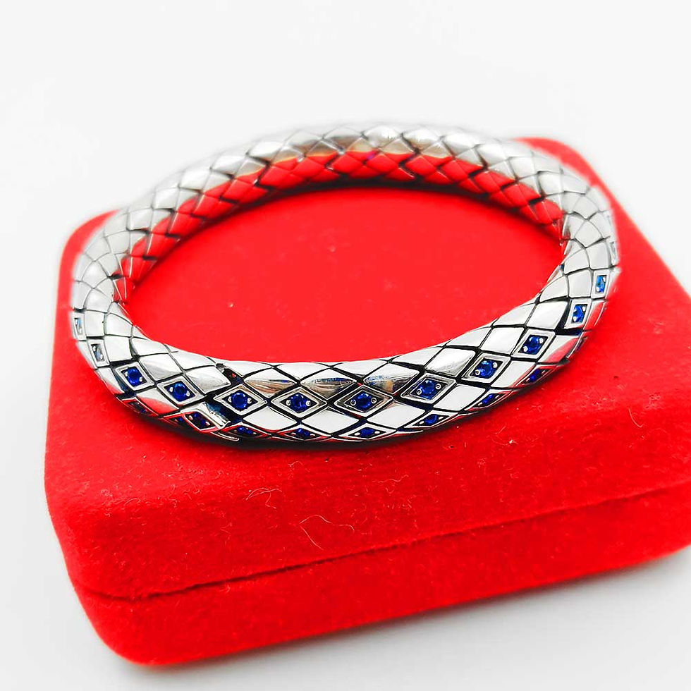 Vasuki Snake Blue Stone Design Pure Silver 925 Imported Turkey Bracelet for Men