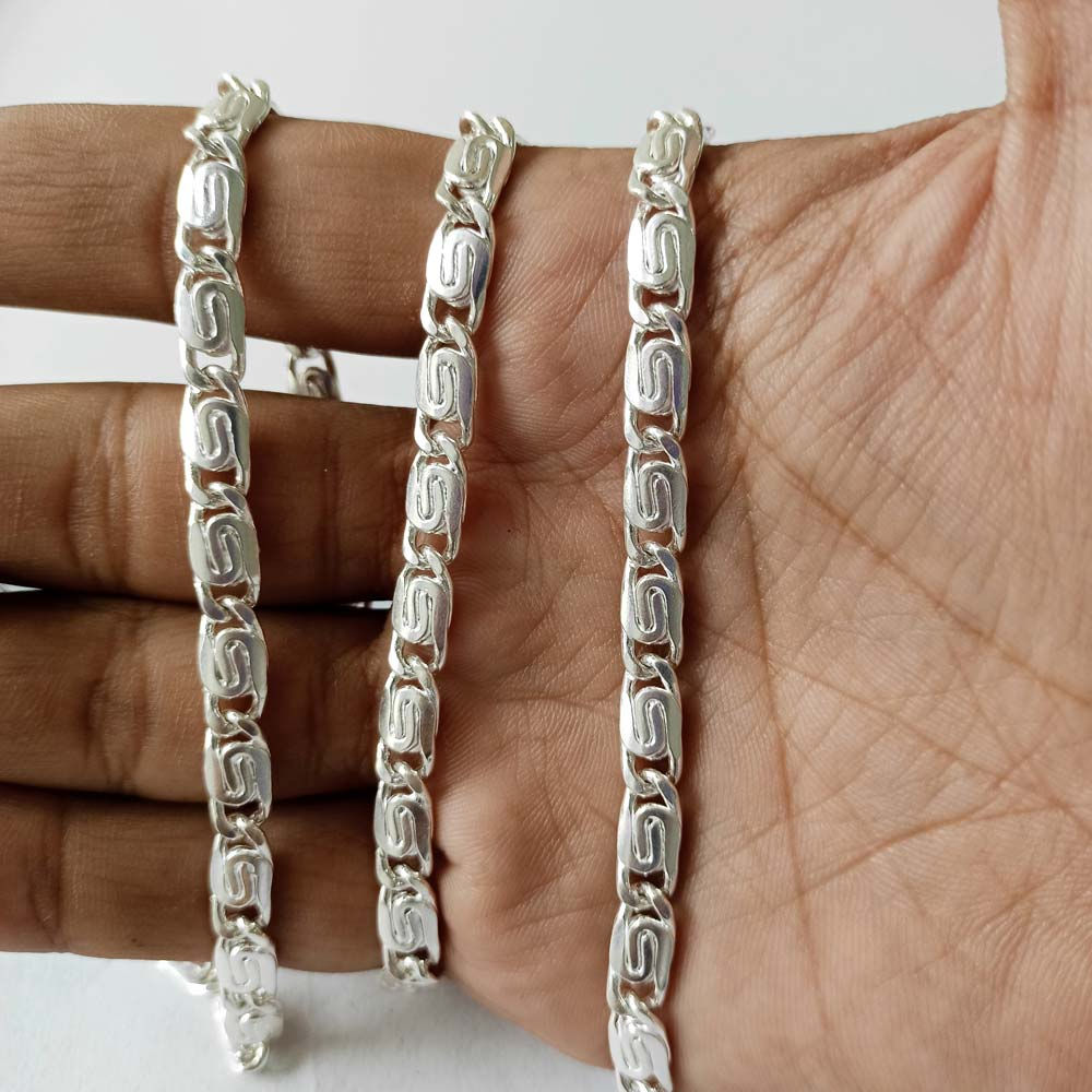 Heavy S type Silver Chain For Mens, Shubh Jewellers
