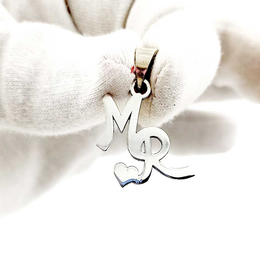 Customise Couple First Letter Heart Name Design Pure Silver 925 Pendant for girl