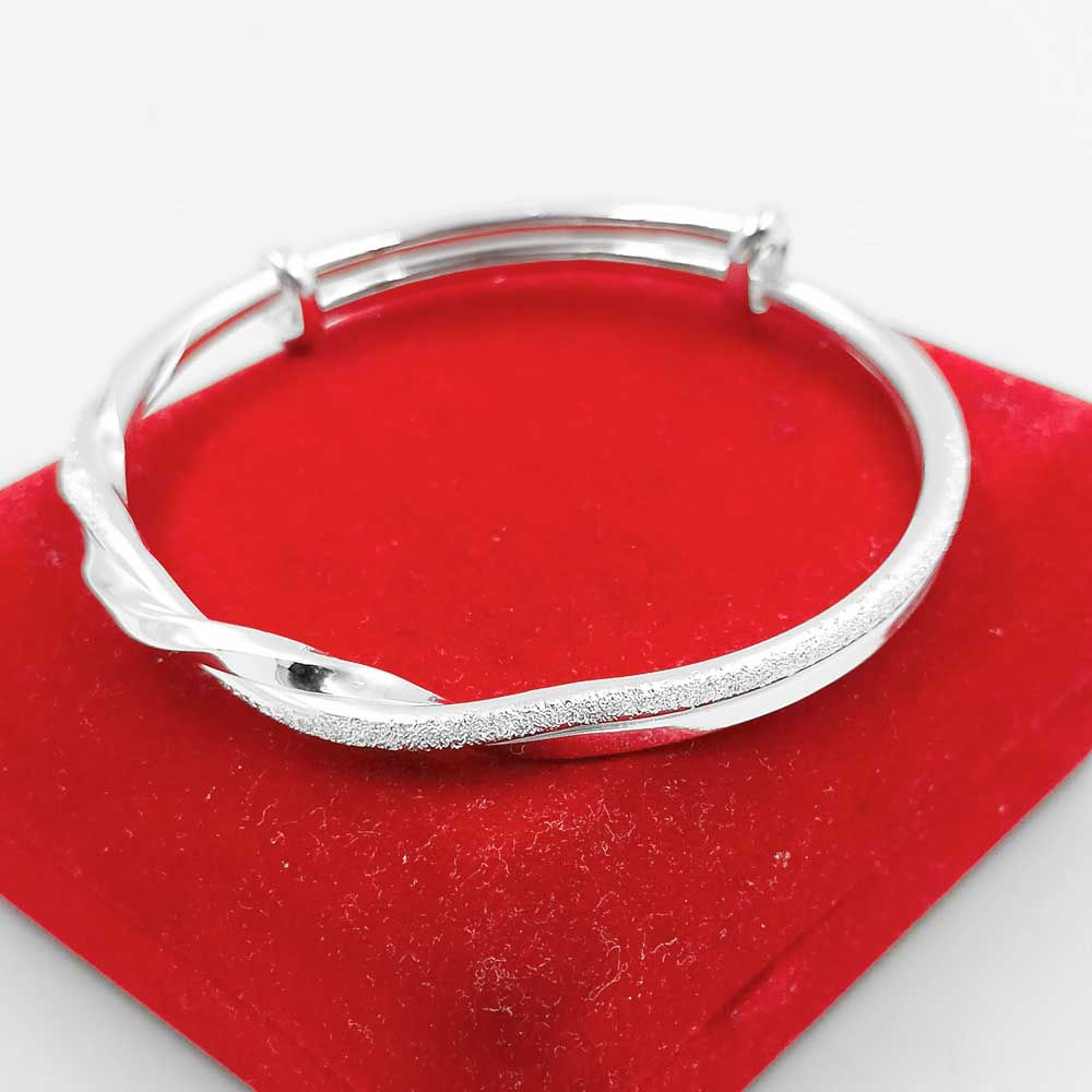 π« Premium Long Wire Twisted Rough Design Pure Silver 999 Adjustable Ladies Bangler β¨ Elegant Silver Bangler for Everyday Sty