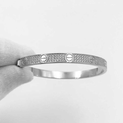Cartier Small Cubic Stones for men, 925 Adjustable lock kada for
