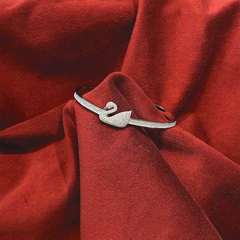 Fancy Design Swan Symbols CZ stones Pure Silver Ladies Bangle