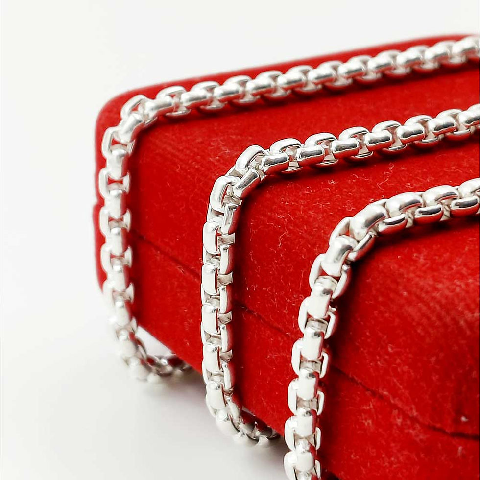 Thumbnail: Heavy Design Round Box Pure Silver 925 Chain for men, Shubh Jewellers