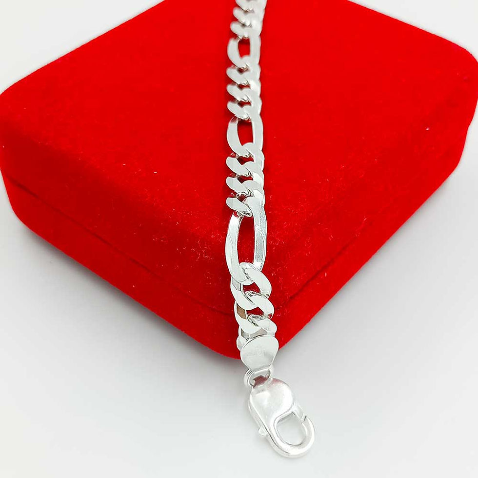 925 Sterling Pure Silver Figaro Bracelet for men & women, Shubh Jewellers