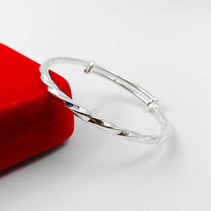 Twisted Bangle Bracelet, Silver Bell Bracelet, Pure Silver Bangle Bracelet
