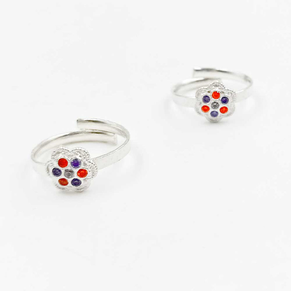 Small Stone Round Fancy Women Toe Ring Silver Bichiya, Shubh Jewellers