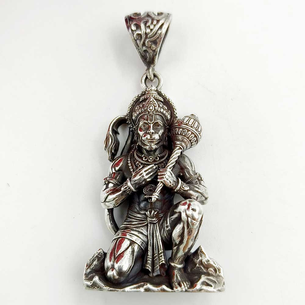 Casting Matt Finish Pure Silver 3d Hanuman Ji Locket for men & women, Blessing