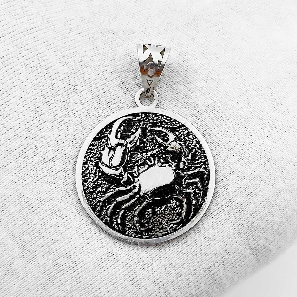 Cancer Pendant Zodiac Design Pure Silver 925 Design for men & women