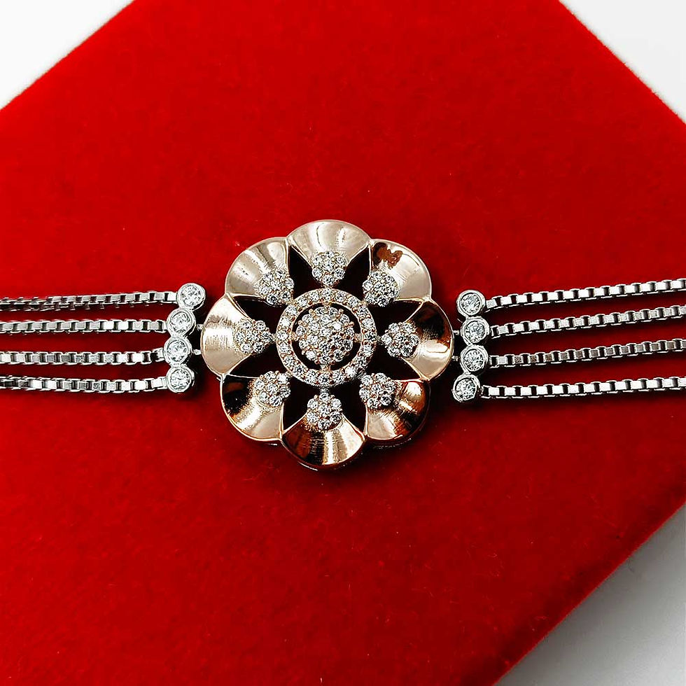 Rose Gold Flower Pattern Pure Silver CZ Stone 4 Line Pure Silver Ladies Bracelet for women