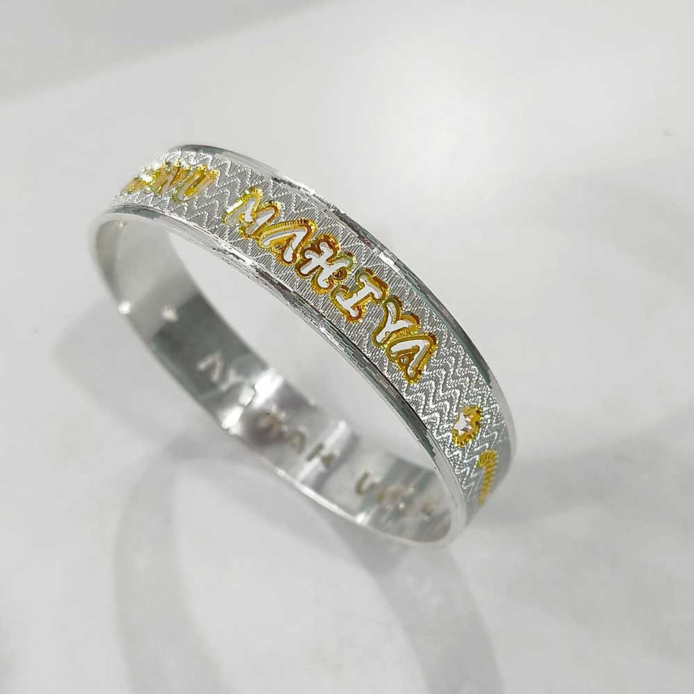 Customised Name Wave Design Silver kada For Men, Shubh Jewellers