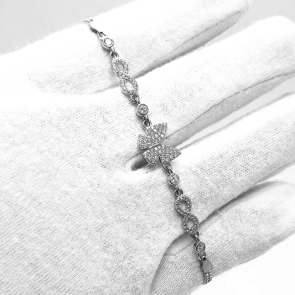 Double Side Inifinity Design Butterfly Pure Silver Ladies Bracelet for women, Shubh Jewellers