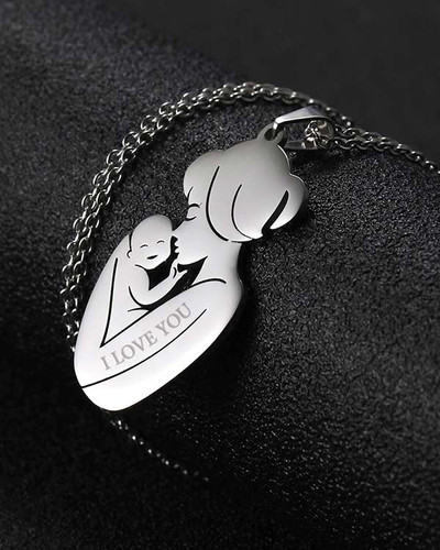 Personalised Mother and Child Silver Pendant Shubh Jewellers