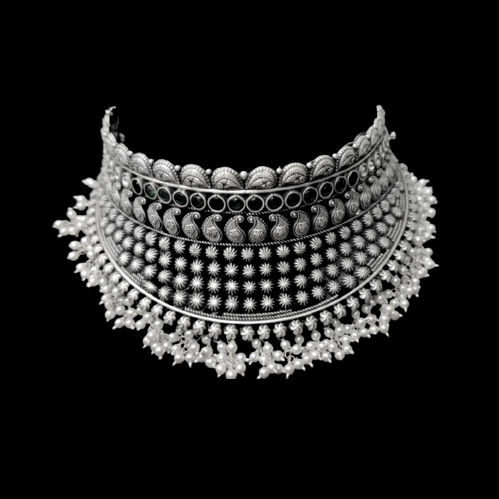 Small beads moti design high neck Silver 925 Necklace for women