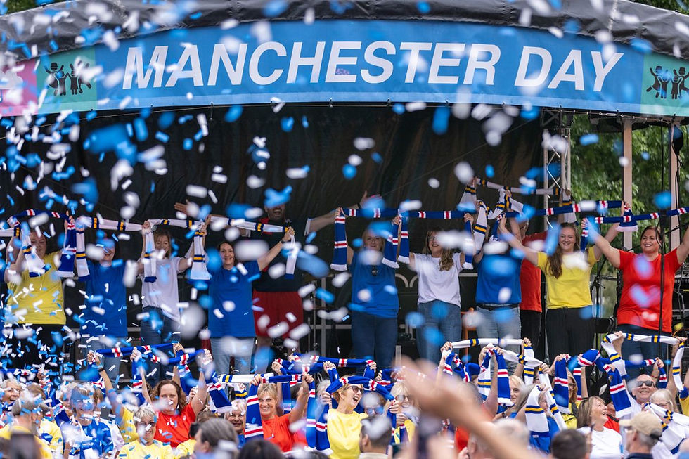 Singing along - the Perfect Pitch team as seen at last year's Manchester Day. cr James Speakman