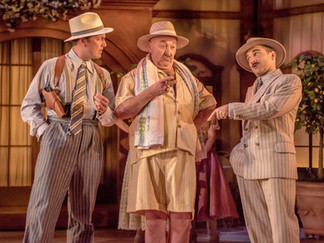 Dominic Sedgwick (Danilo), Richard Burkhard (Don Zeta) and Matthew Kellett (Nicky Negus) in The Merry Widow at BIF 2026 Credit Genevieve Girling