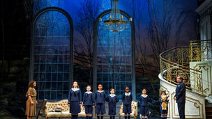 Maria (Katie Bird), the von Trapp children and Captain von Trapp (Edward Bennett) in The Sound of Music at Leeds Grand Theatre. All pics: Marc Brenner