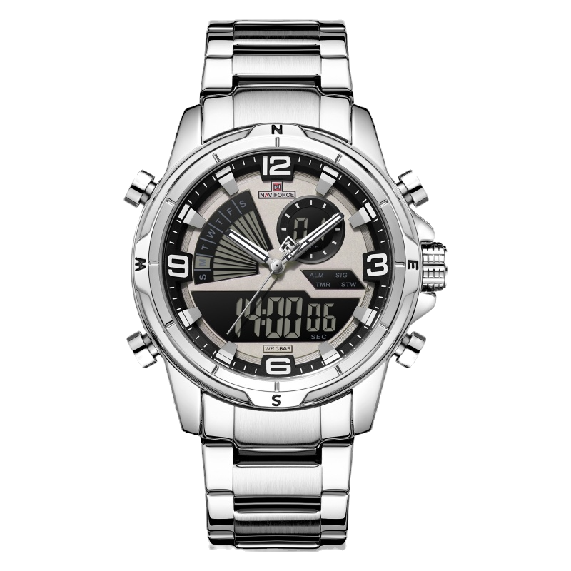 Miniatura: Relógio Naviforce NF9257 Masculino Anadigi Aço Inoxidável - La Bella Imports