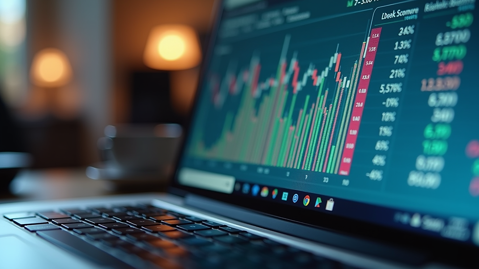 Close-up view of a laptop screen showing financial modeling spreadsheet