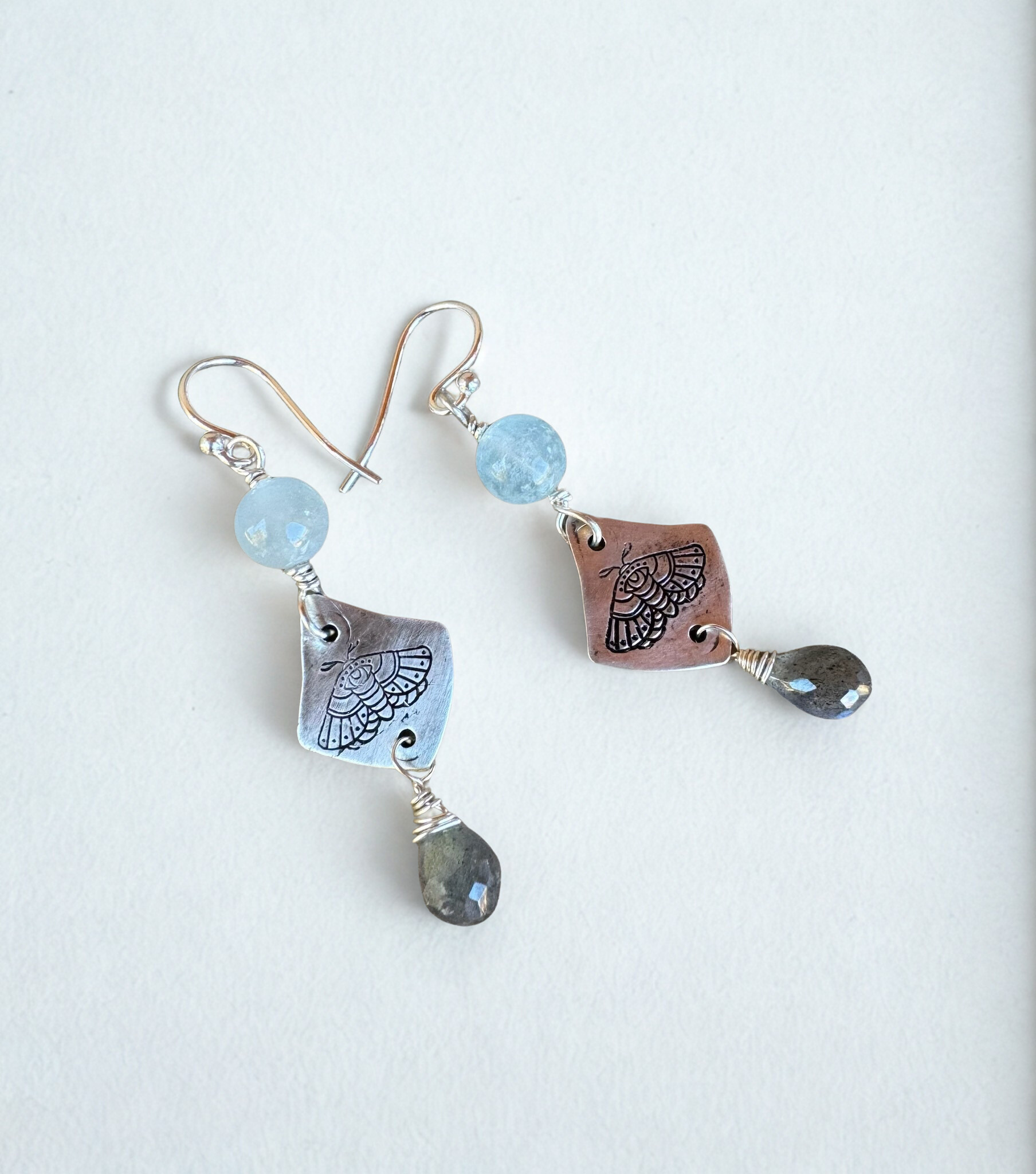 Aqua Moth earrings
