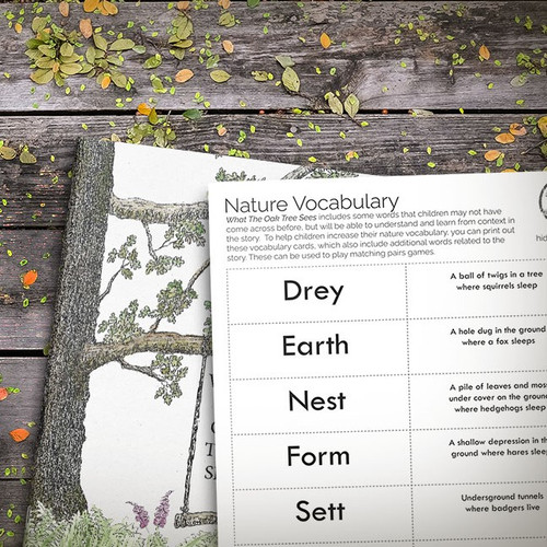 Printable Nature Vocabulary Cards (to accompany What The Oak Tree Sees ...