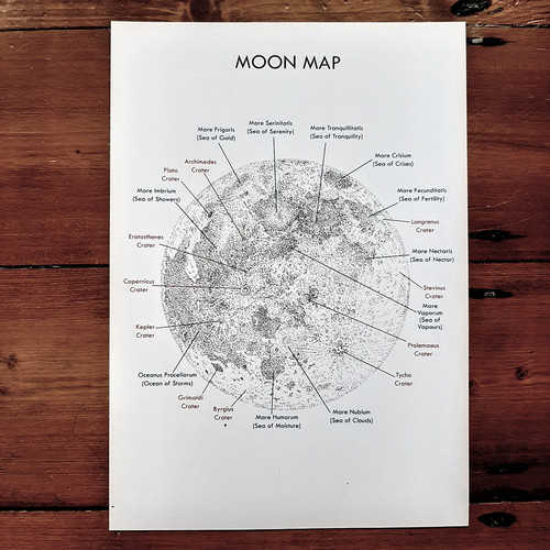 Printable Moon Map Poster Hiddel Brock Wood