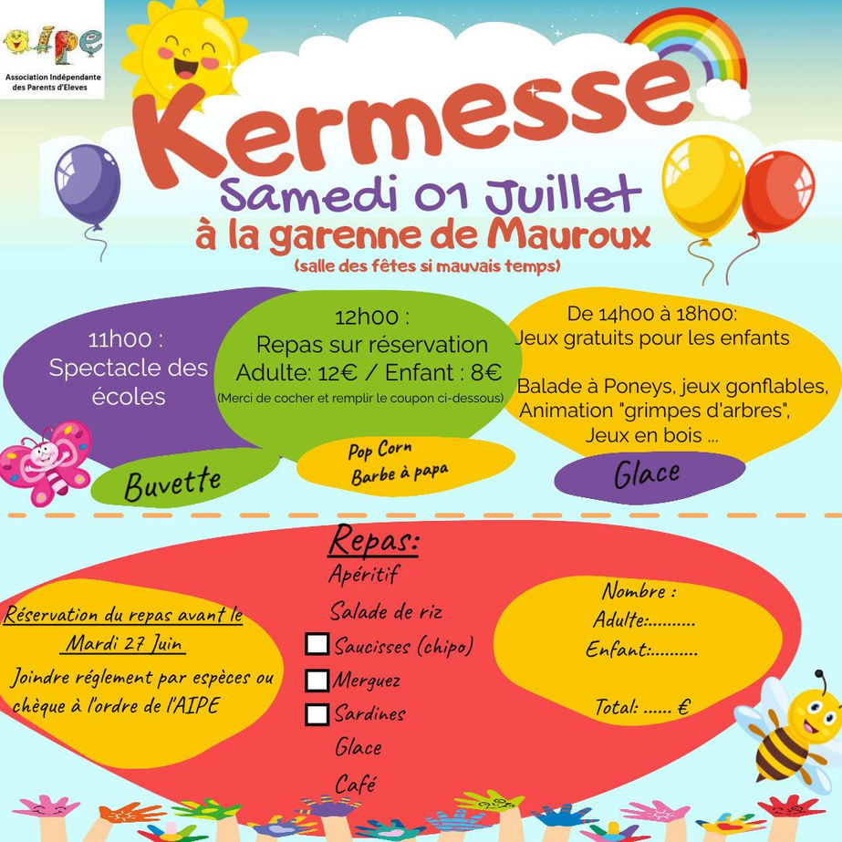 Samedi 1er Juillet : Kermesse des écoles à Mauroux (la garenne)