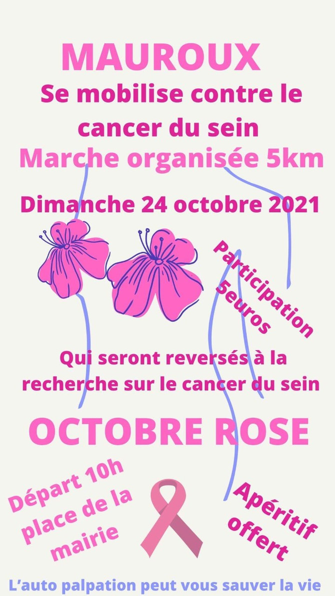 Dimanche 24 Octobre : Marche organisée de 5km à l'occasion d'Octobre Rose