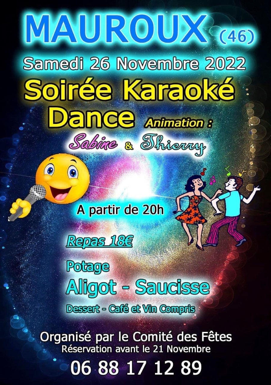 Samedi 26 Novembre à 20h: Soirée Aligot / Karaoké organisée par le comité des fêtes de Mauroux!