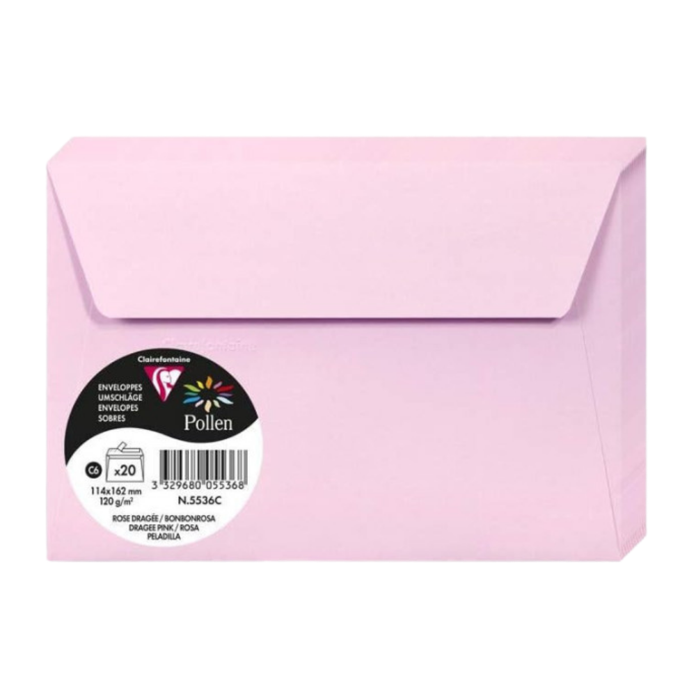 20 Enveloppes - 114 x 162 mm - rose dragée