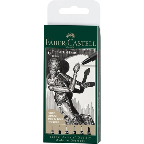 Faber Castell - Pochette 6 artist pen - 0.05/0.1/0.3/0.5/0.7/1.5