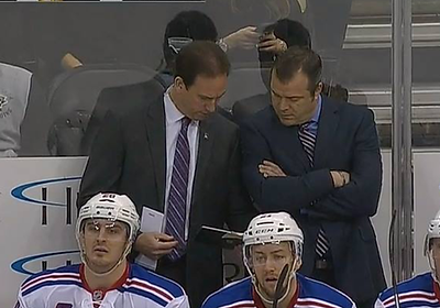 New York Rangers on bench