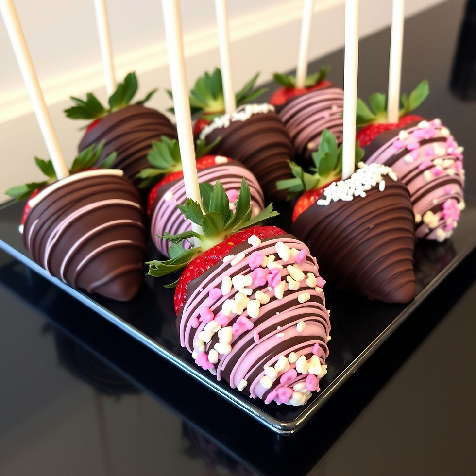 chocolate covered treats to include strawberries, rice krispies and oreos for baby showers