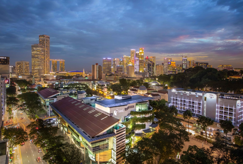 SMU’s campus by night, located within a living classroom of art and culture