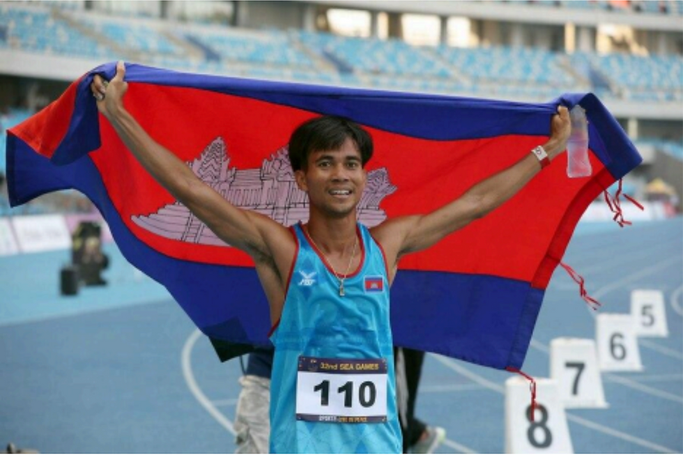 *Chuun Bunthorn. He won a gold medal for Cambodia at the 32nd SEA Games, creating history in Cambodia’s athletic achievements.